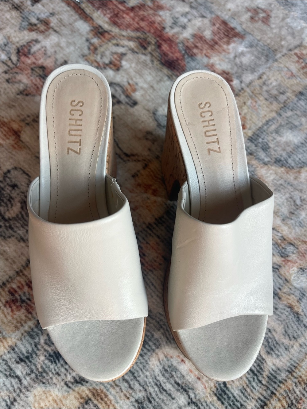 Schutz Dalle Cutout Leather & Cork Platform Sandal 6.5 hippy 70s - Picture 4 of 6